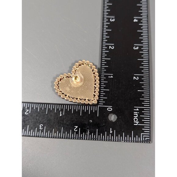 Red Beaded Heart Earrings Bold Statement Gold Tone Valentines Love - Picture 6 of 6